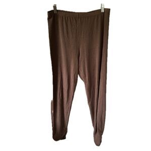 Kleen Women's Brown Ruched Sides Pull On High Waisted Pants Leggings L